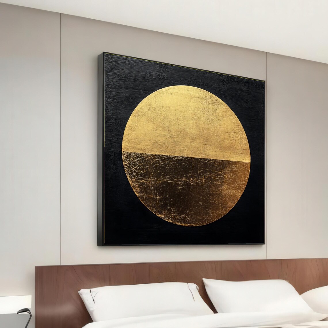 Golden Horizon Abstract Circular Art, Minimalist