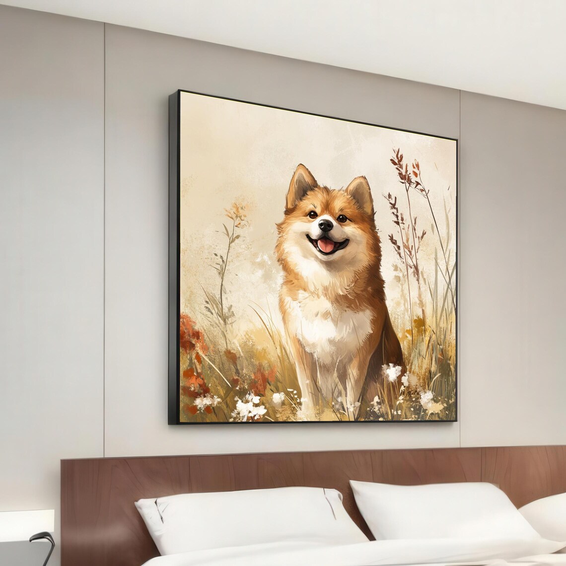 Happy Shiba Inu Art Print, Animal Design