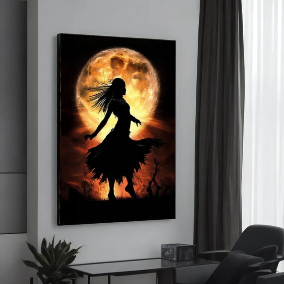 Dancing Silhouette Canvas Moonlit Dancer Art Shadow Wall Artistic Design Ready To Hang Home Decor