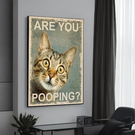 Funny Cat Canvas Painting Humorous Wall Art Quirky Animal Decor For Lovers Unique And Playful Home Design