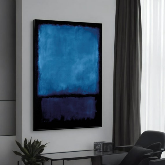 Deep Blue And Black Abstract Canvas Painting By Mark Rothko Modern Art For Living Room Large Wall Unique