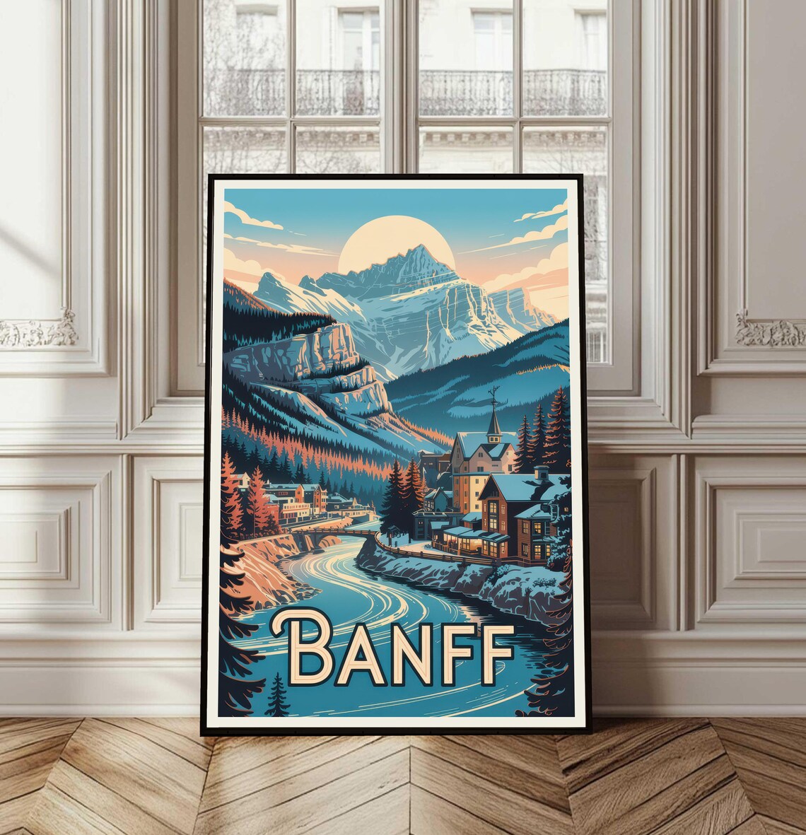 Banff Poster Travel Canada Print Wall Art Cityscape Mountain Nature