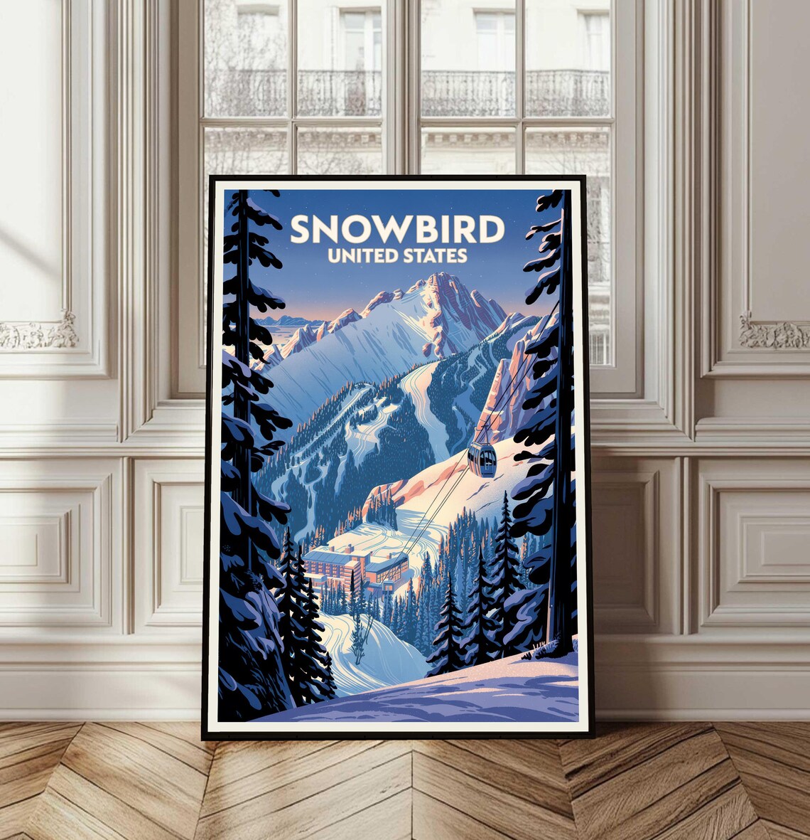 Snowbird Utah Ski Resort Vintage Mountain Travel Poster Artwork