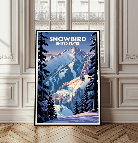 Snowbird Utah Ski Resort Vintage Mountain Travel Poster Artwork
