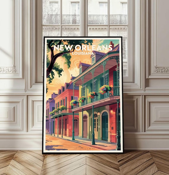New Orleans Louisiana French Quarter Balcony Street Scene Poster