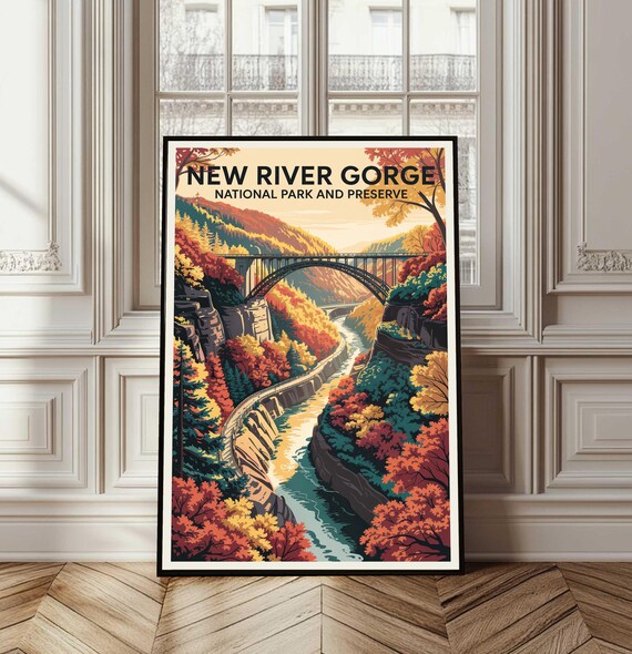 New River Gorge National Park Autumn Bridge Valley Travel Poster