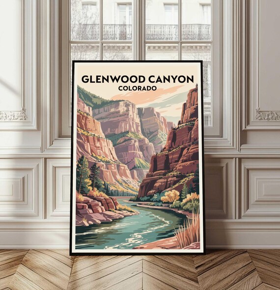 Glenwood Canyon Colorado River Gorge Mountain Travel Art Poster