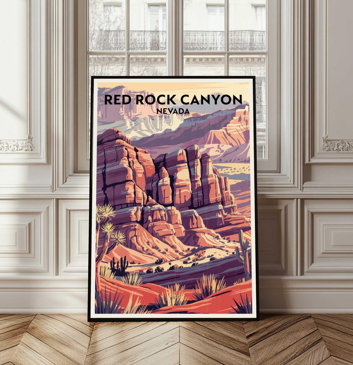 Red Rock Canyon Nevada Red Desert Cliffs Vintage Travel Poster