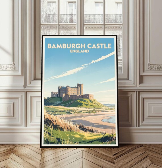 Bamburgh Castle Poster Travel England Print Wall Art Cityscape Uk Vacation Gift