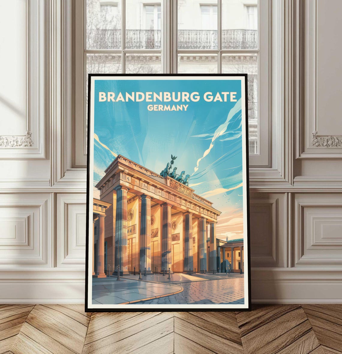 Brandenburg Gate Germany Retro Travel Landmark Skyline Poster