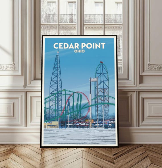 Cedar Point Poster Travel Ohio Print Wall Art City Gift Illustration
