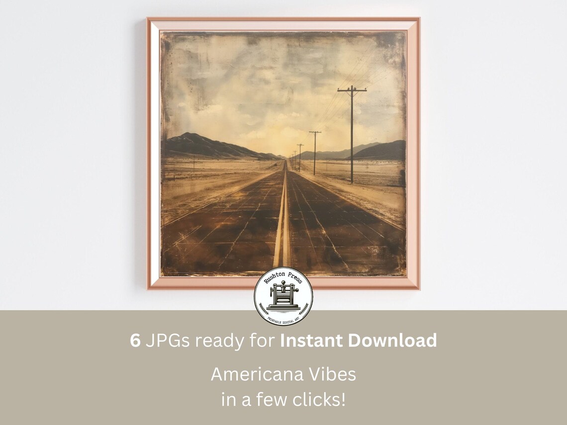 Vintage Sepia Highway Desert Road Mountains Americana Nostalgia Print