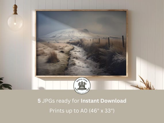 Winter Pendle Hill Painting Lancashire Snow Scene