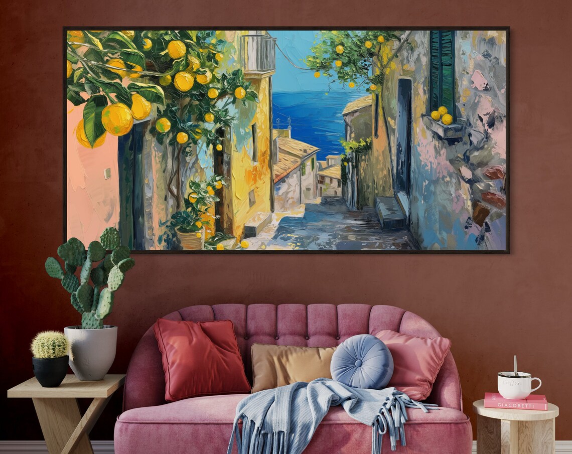 Amalfi Lemon Tree Travel Poster, Mediterranean Decor
