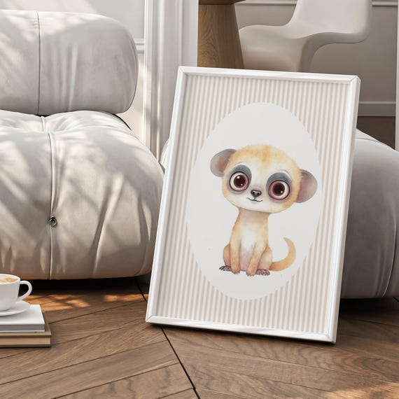 Meerkat Nursery Wall Art Cute Safari Animal Illustration Baby Room Decor Jungle Poster Playroom