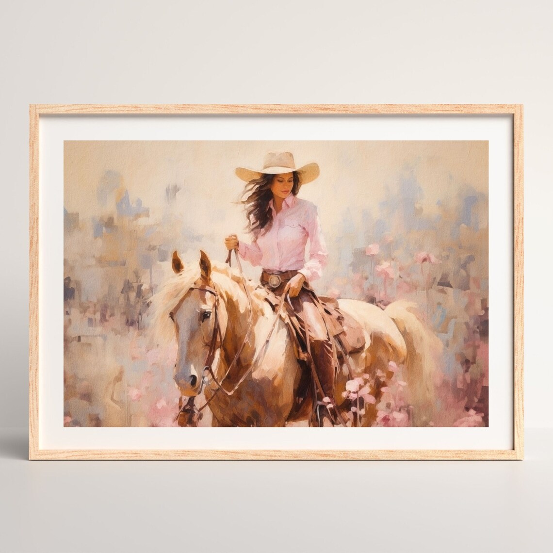 Cowgirl Retro Horse Painting, Western Farmhouse Art Print - Image 2
