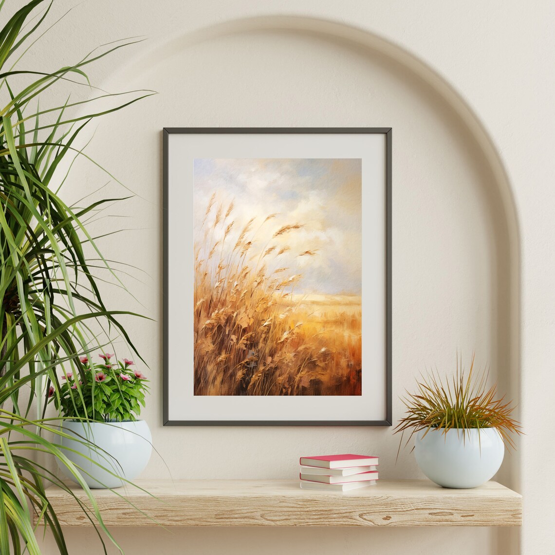 Golden Wheat Field Close Up in Warm Light Vintage Botanical Wall Art - Image 2