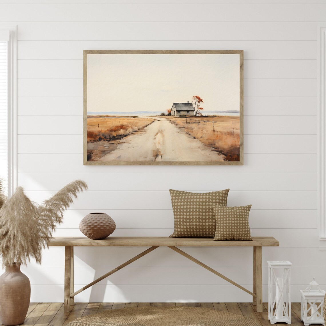 Lonely Farmhouse at the End of a Golden Country Road Vintage Poster - Image 3