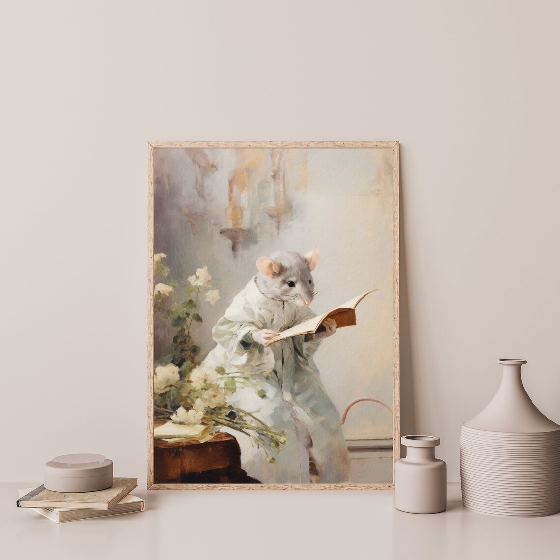 Mouse Painting, Retro Cute Kids Room Art Print - Image 3