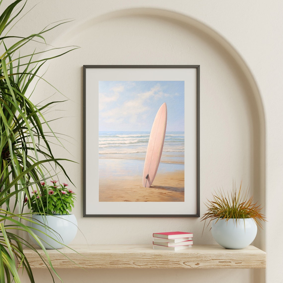 Pastel Surfboard Painting Retro Coastal Aesthetic Home Decor Modern Beach Wall Art Print P 909 - Image 2