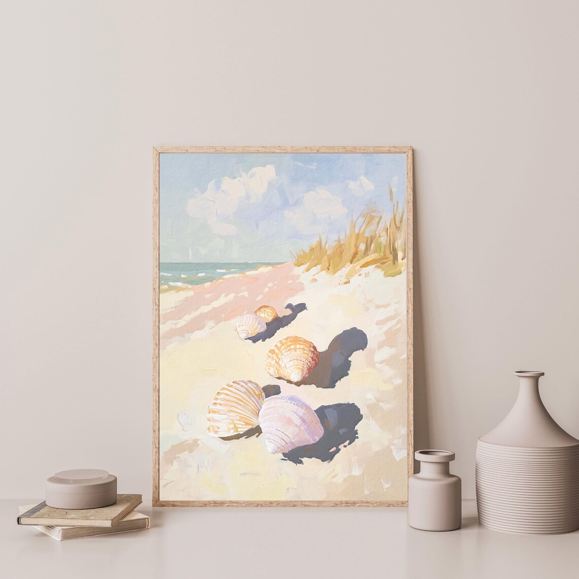 Seashells On Sunny Beach Shore Coastal Still Life Travel Poster - Image 3