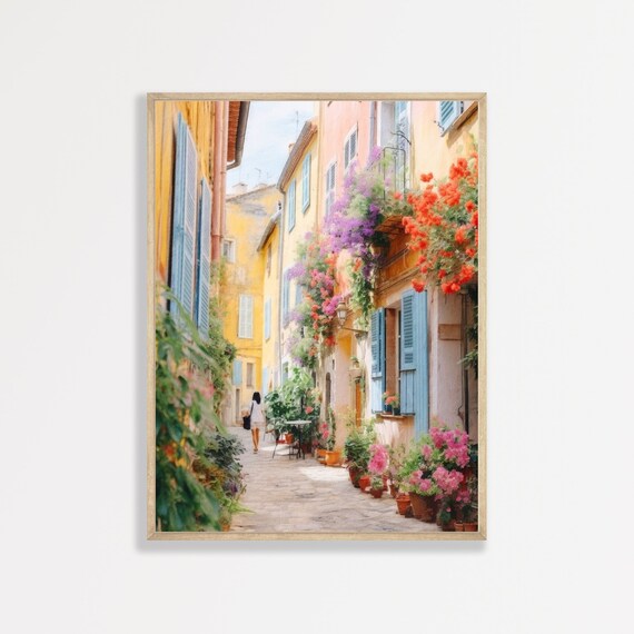 Pastel Retro European Alleyway Bedroom Poster Print