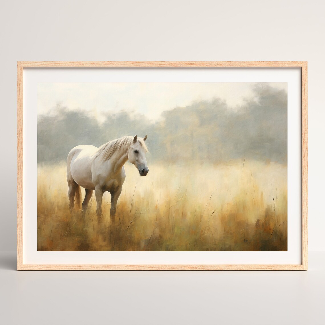 Horse Grazing Vintage Country Painting, Equestrian Art Print - Image 2
