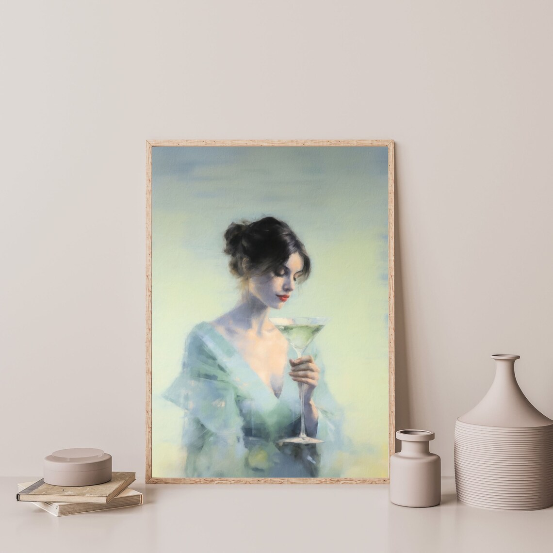 Retro Cocktail Woman Portrait, Vintage Art Print - Image 3