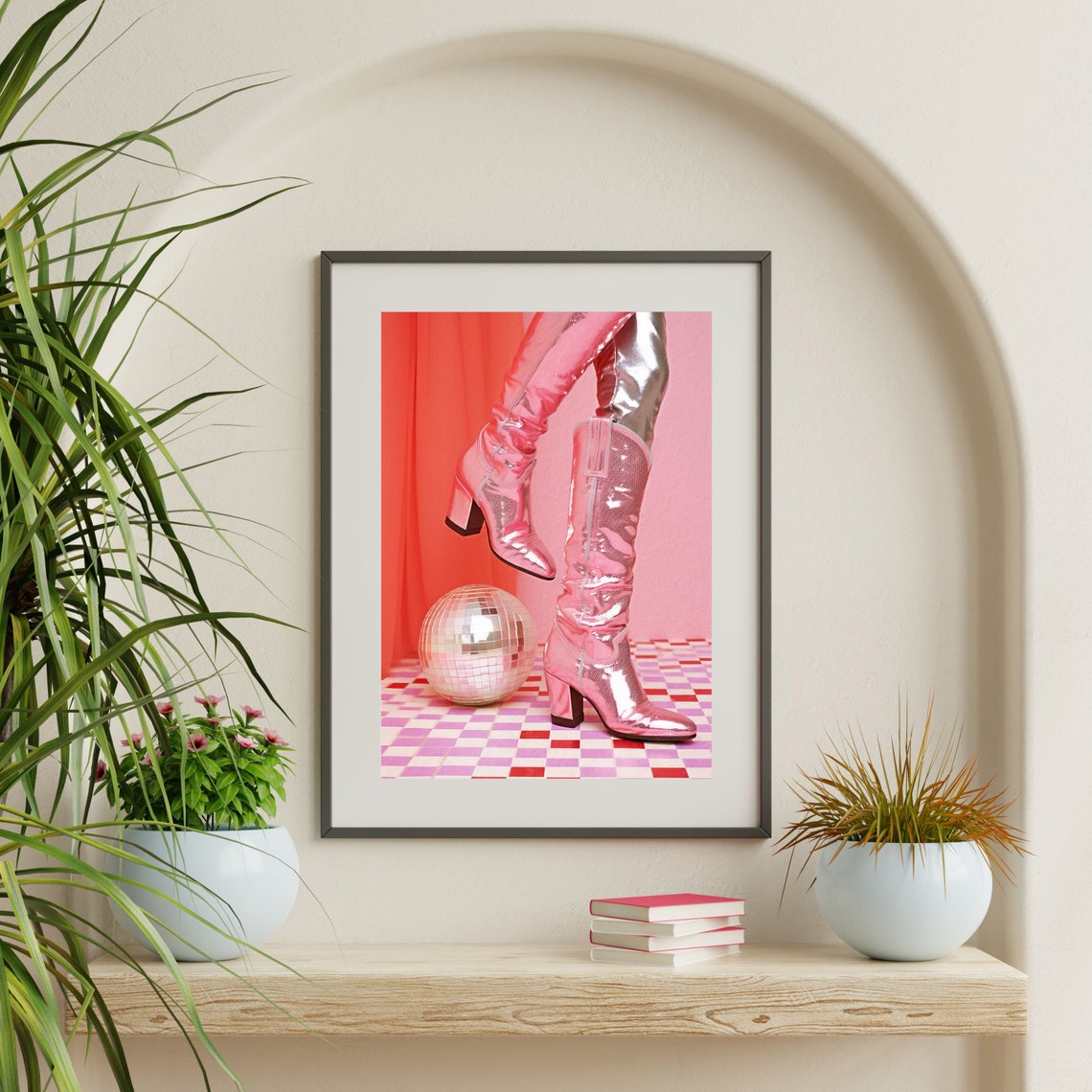 Retro Disco Cowgirl Print Pastel Pink 70s Wall Art Trendy Maximalist Decor Funky Girly Room Poster P 834 - Image 2