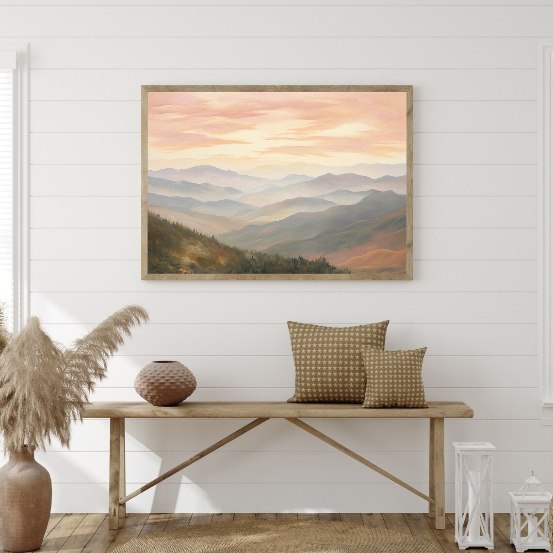 Misty Rolling Hills, Minimalist Landscape Art Print - Image 3