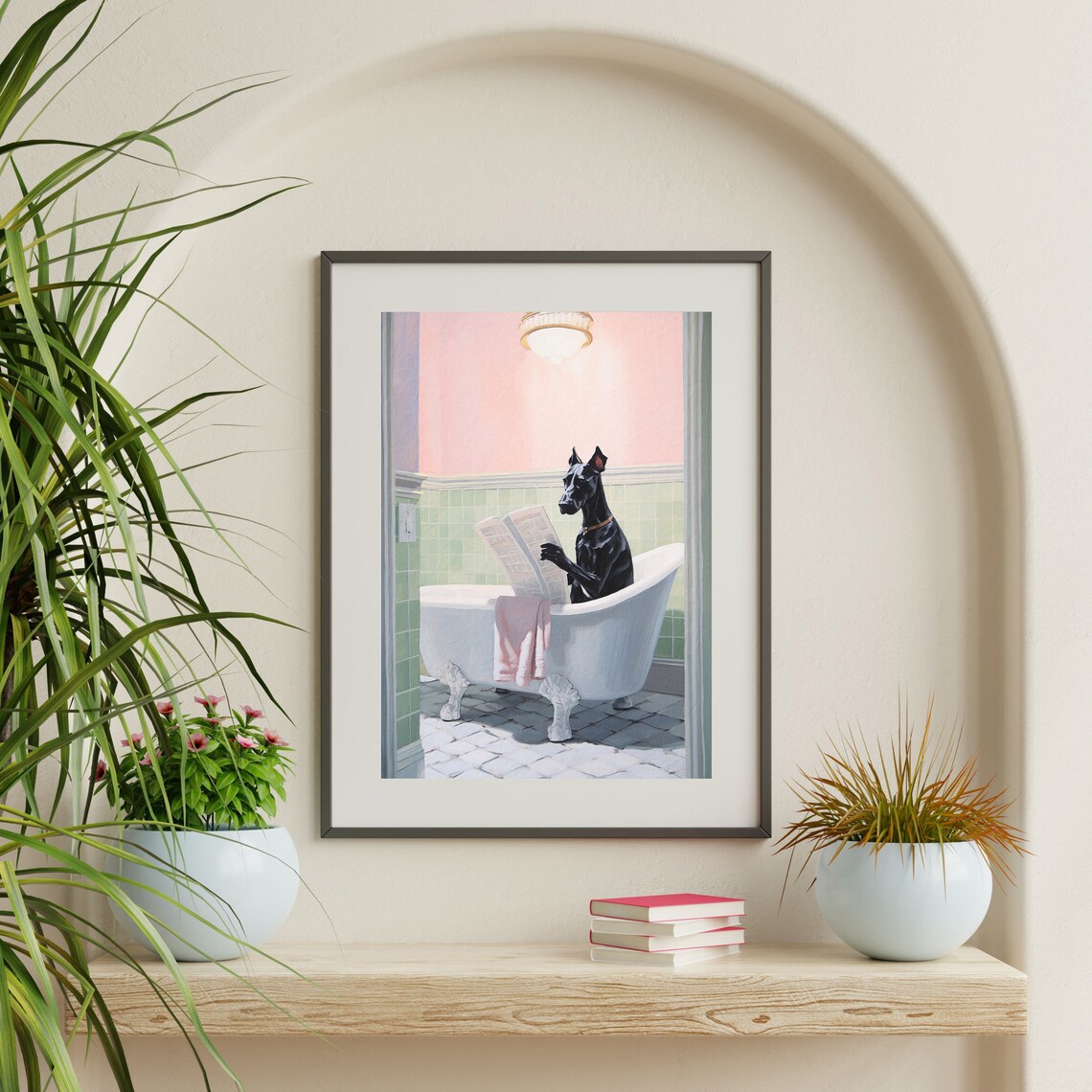 Great Dane Retro Bathroom Funny Wall Art Print - Image 2