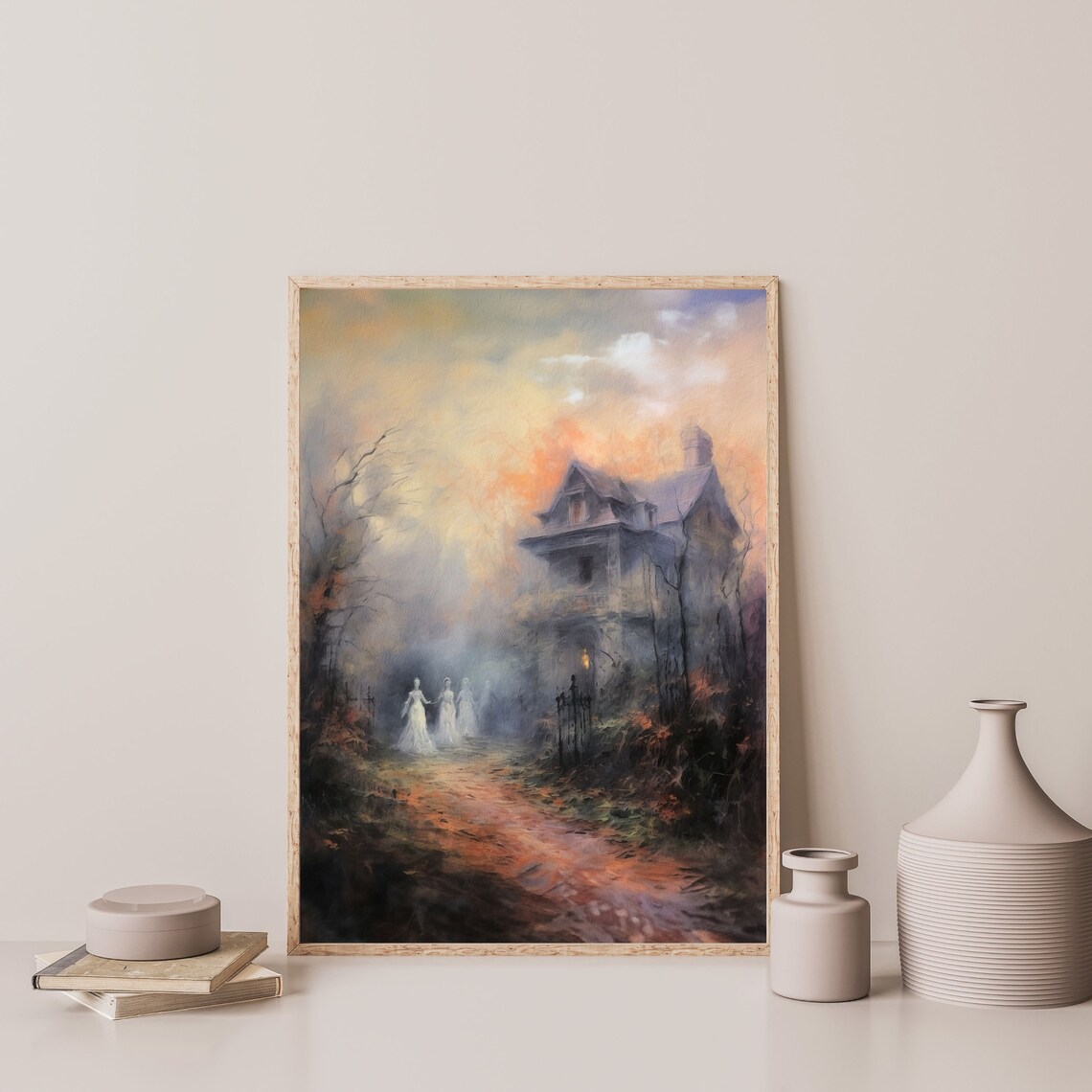 Spooky Mansion Retro Halloween Wall Art Print - Image 3