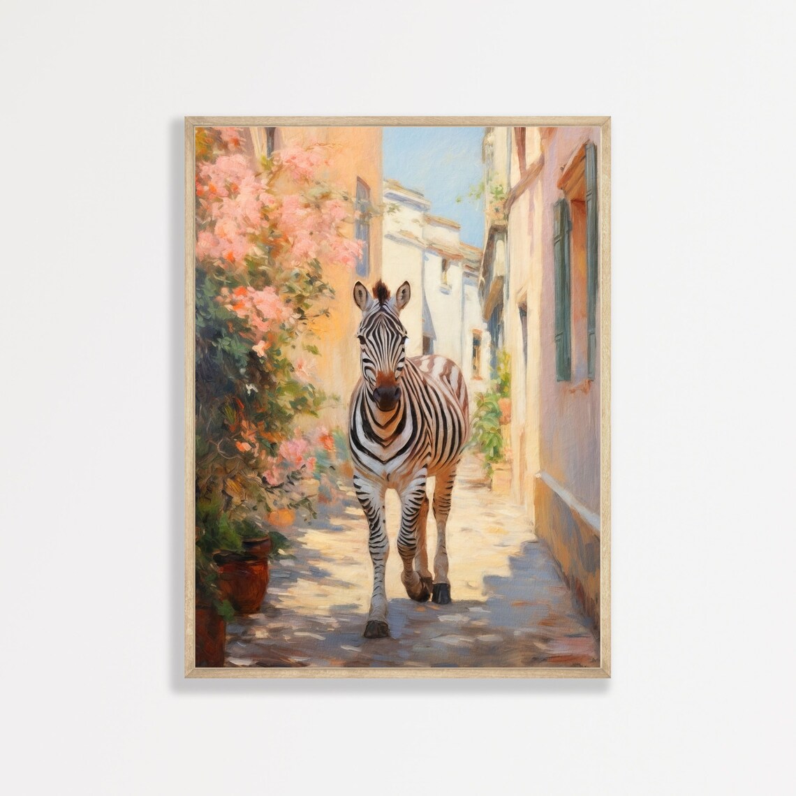 City Zebra, Retro Eclectic Animal Wall Art Print