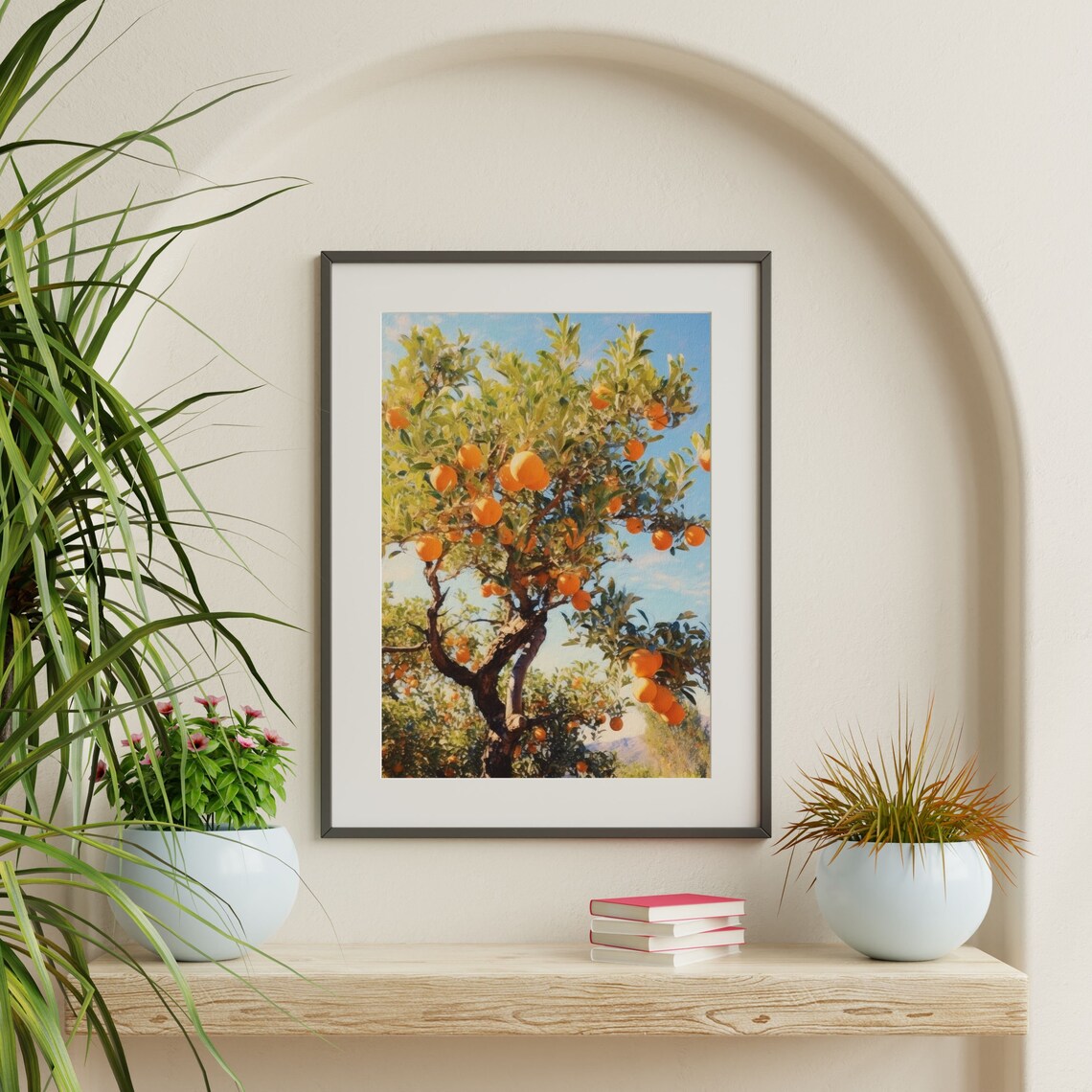 Orange Tree Retro Farmhouse Countryside Art Print - Image 2