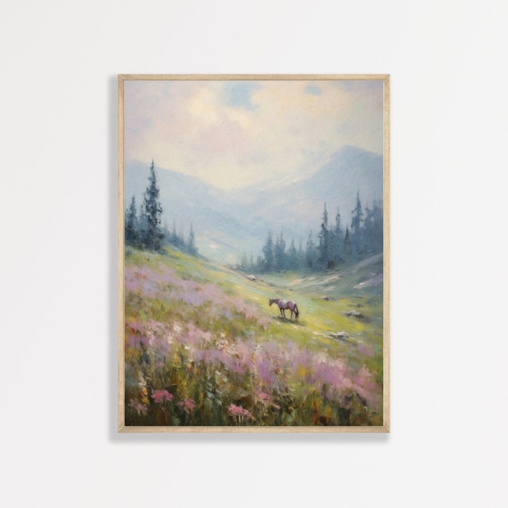 Horse Painting Vintage Countryside Art Print