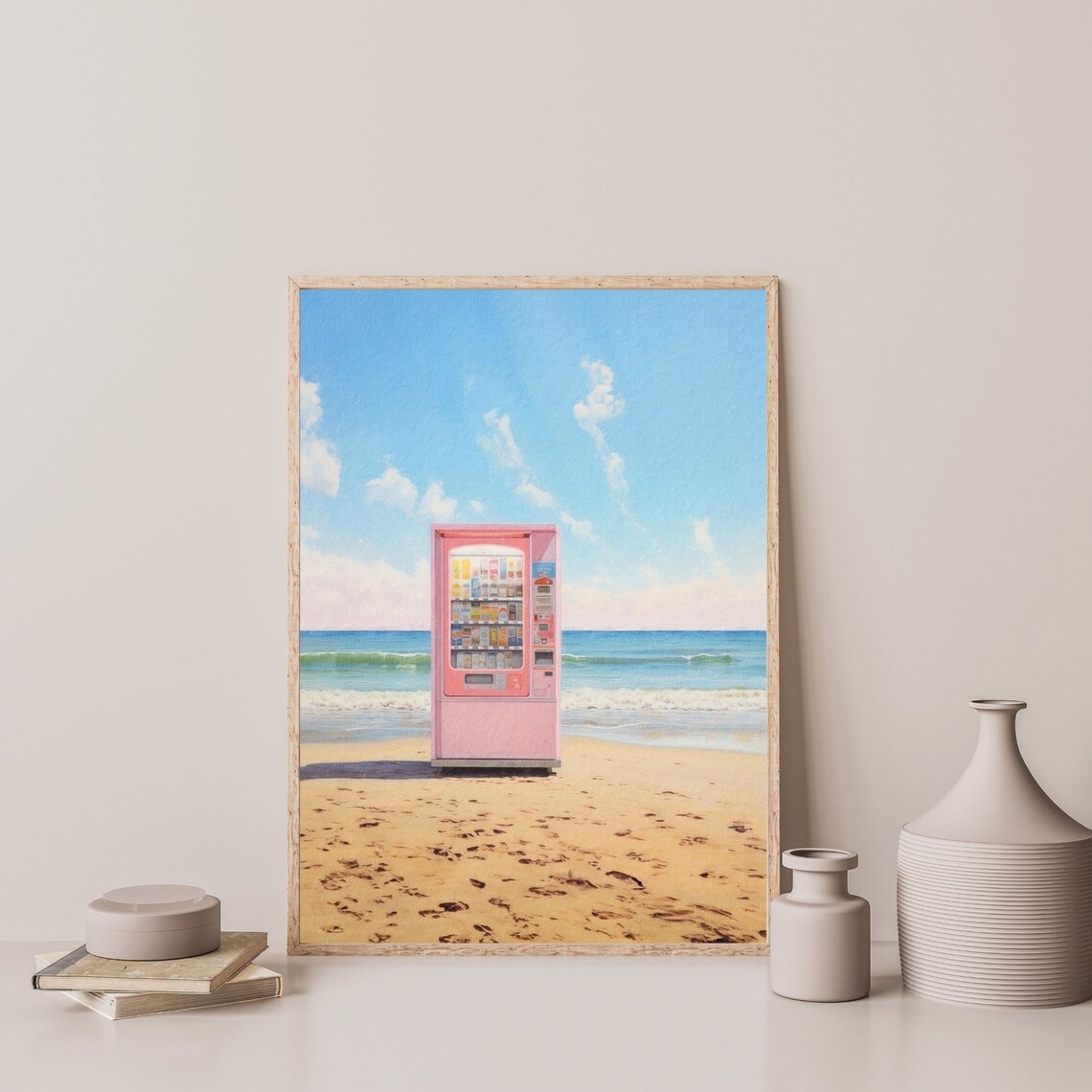 Retro Beach Print, Pink Preppy Bedroom Art Print - Image 3
