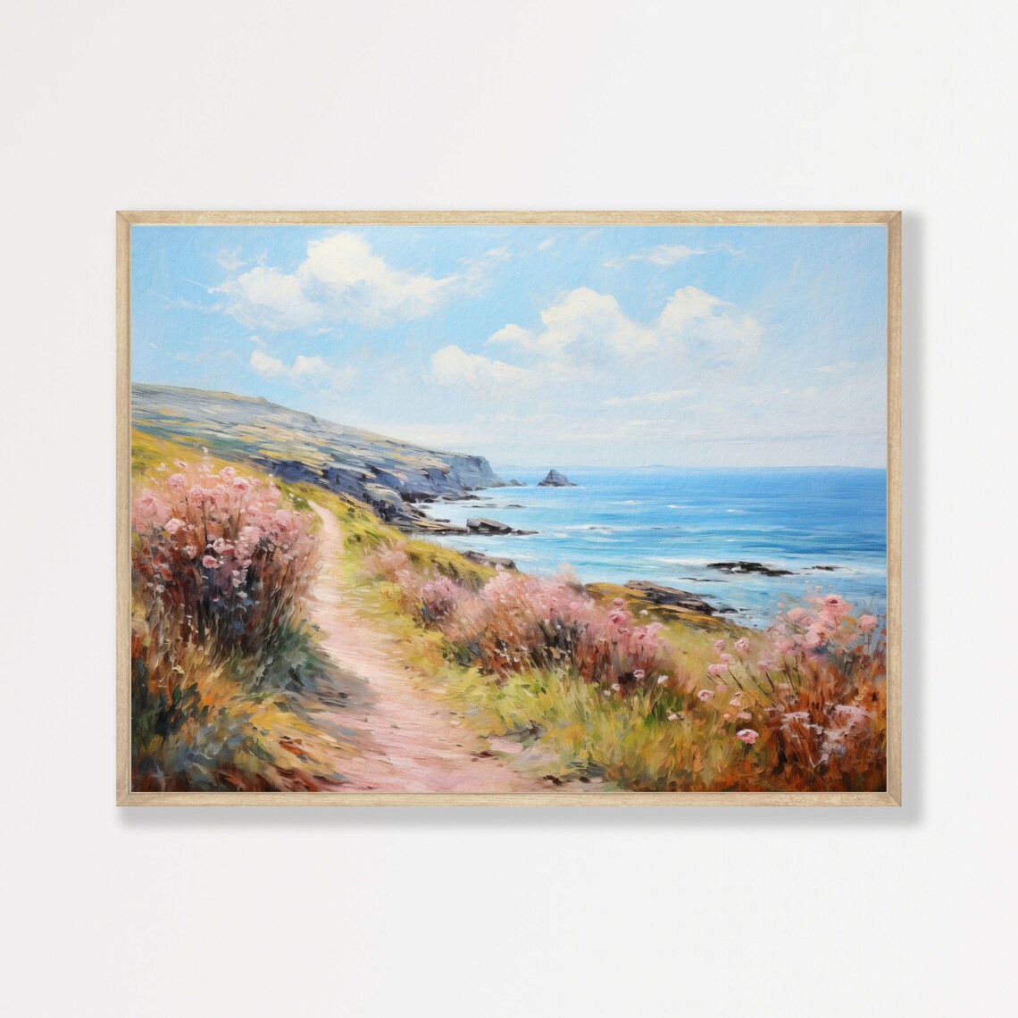 Coastal Path Retro Seascape Landscape Art Print