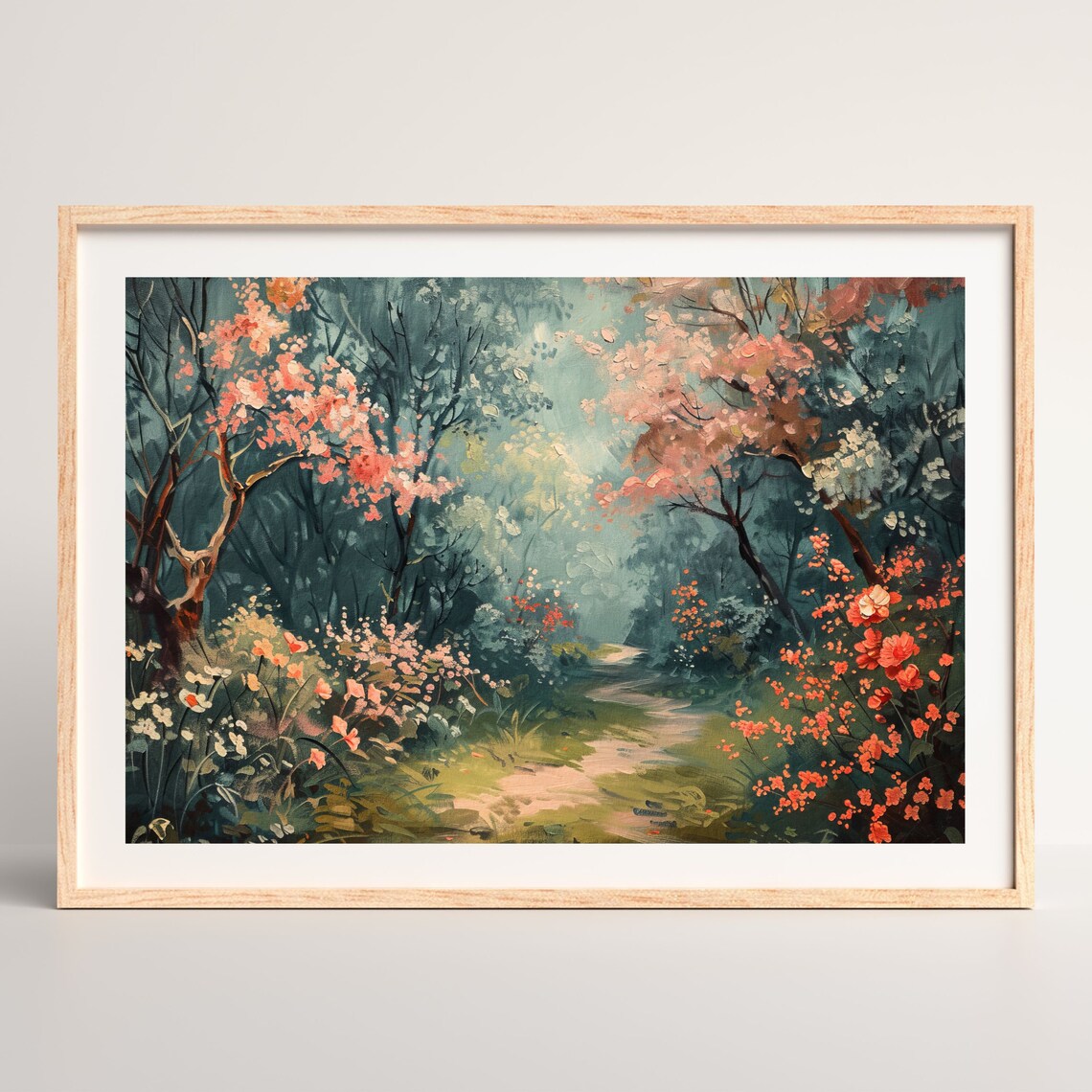 Moody Forest Painting, Retro Floral Landscape Art Print - Image 2