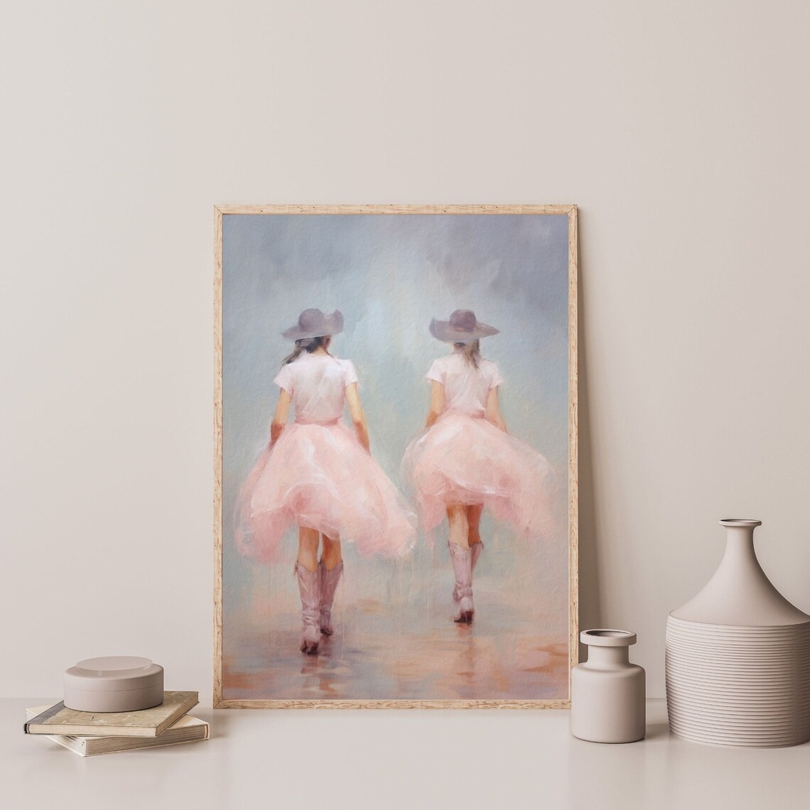 Retro Pastel Cowgirl Western Country Art Print - Image 3