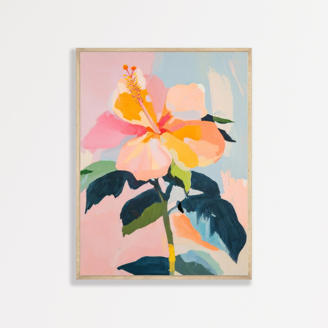Tropical Flower Print, Retro Coastal Wall Art