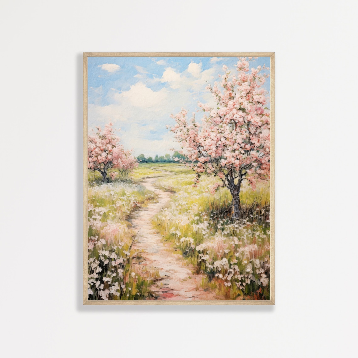 Countryside Spring Landscape, Retro Vintage Art Print