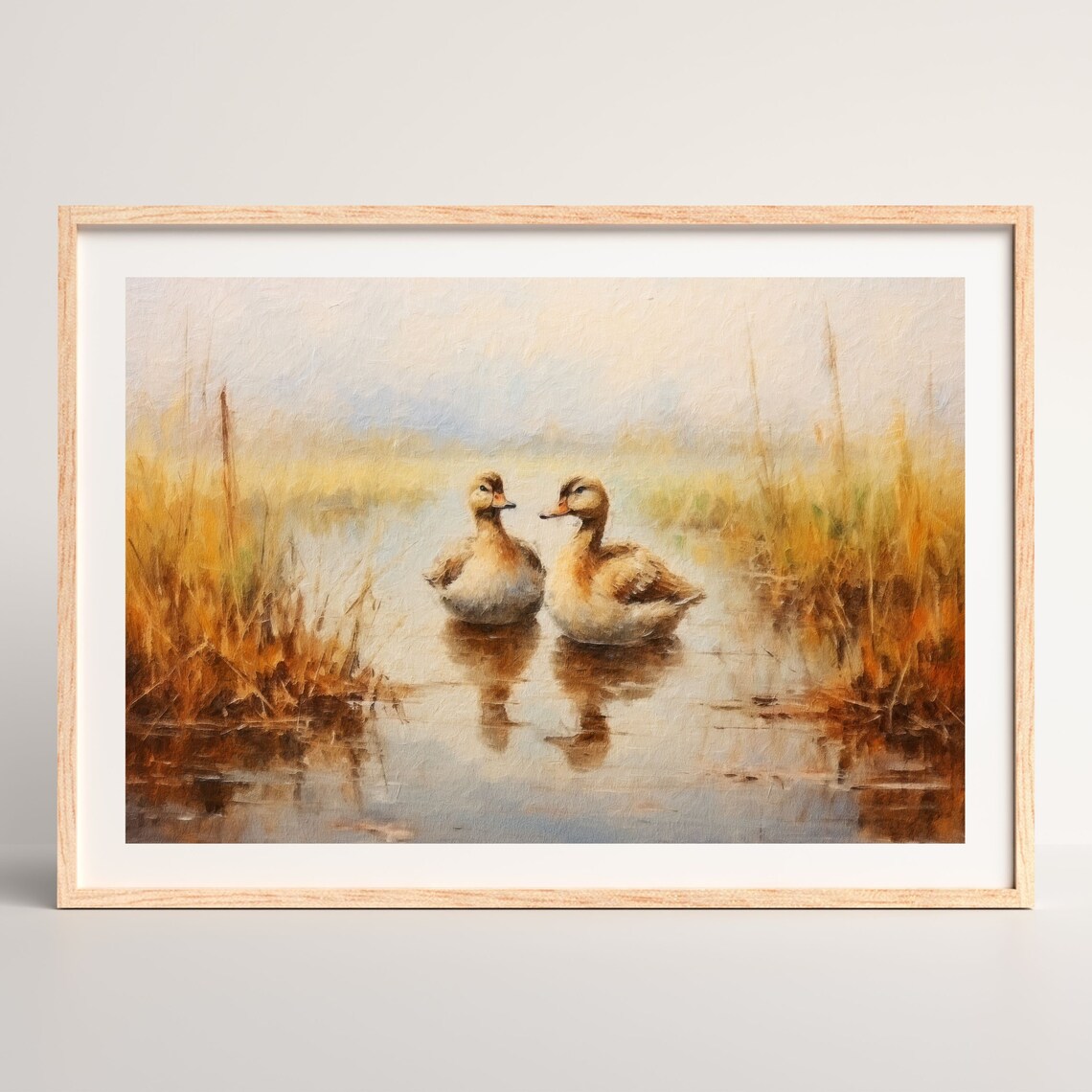 Duck Pond Country Farmhouse Vintage Oil Painting Art Print - Image 2