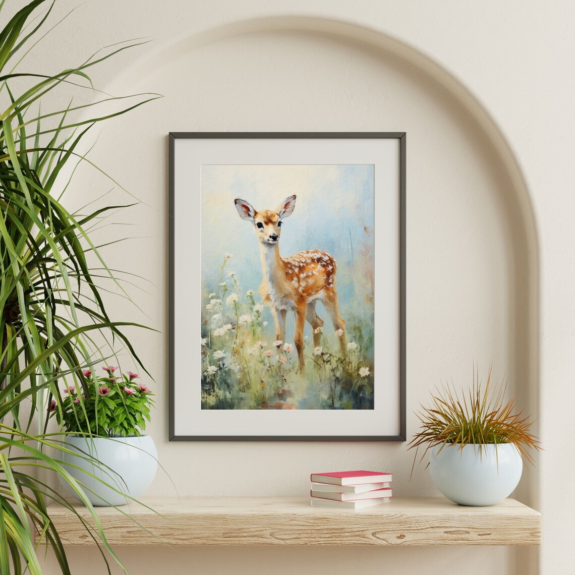 Fawn Nursery Print, Muted Vintage Pastel Art Print - Image 2
