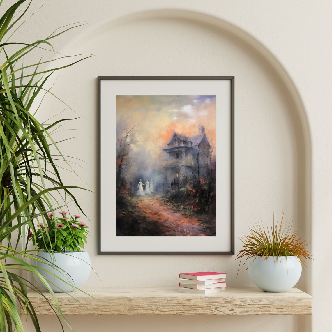 Spooky Mansion Retro Halloween Wall Art Print - Image 2