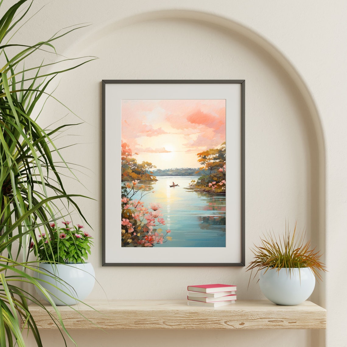 Spring Lake Painting Retro Boho Landscape Wall Art Aesthetic Girly Bedroom Apartment Decor P 476 - Image 2