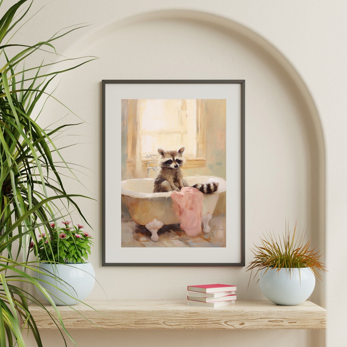 Raccoon Bathroom Retro Maximalist Wall Art Print - Image 2