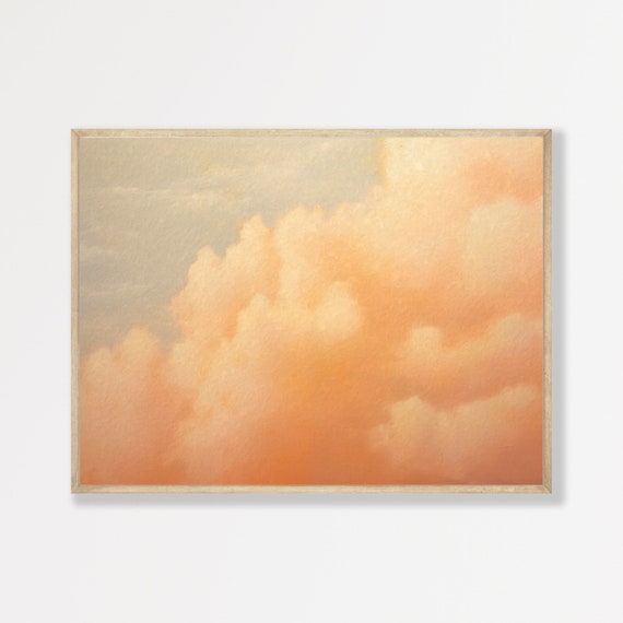 Neutral Cloud Wall Art Minimalist Cloud Study Painting Vintage Wall Art Bedroom Decor P 811