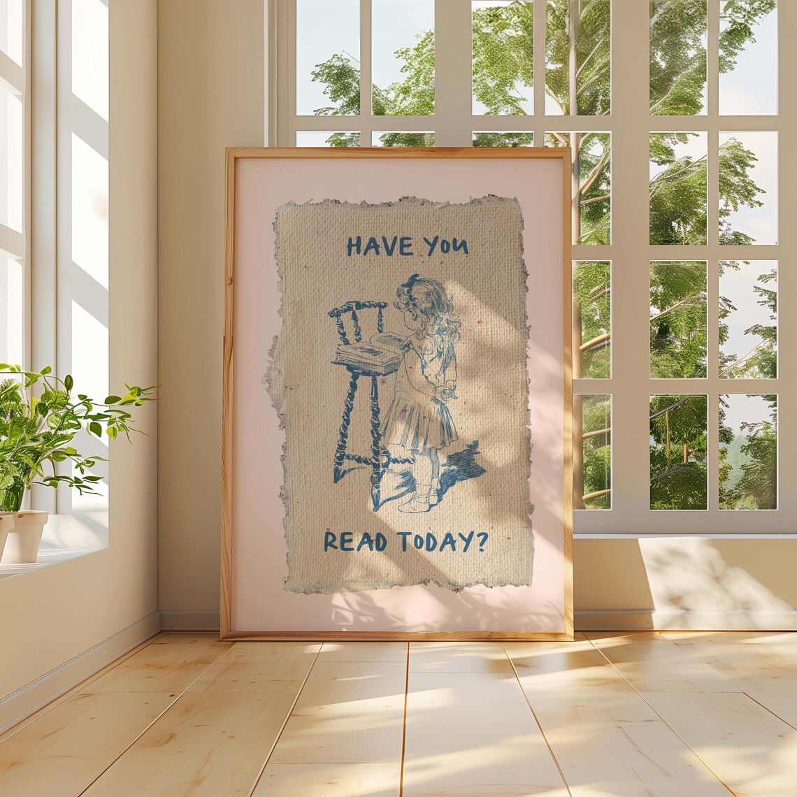 Have You Read Today Vintage Girl Reading Classroom Art Poster - Image 5