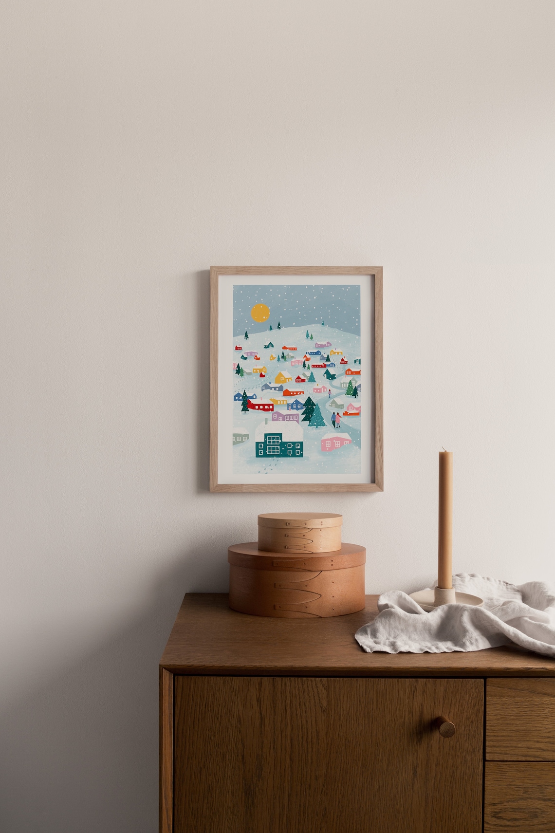 Winter Town Christmas Snowy Mountain Art Print - Image 3