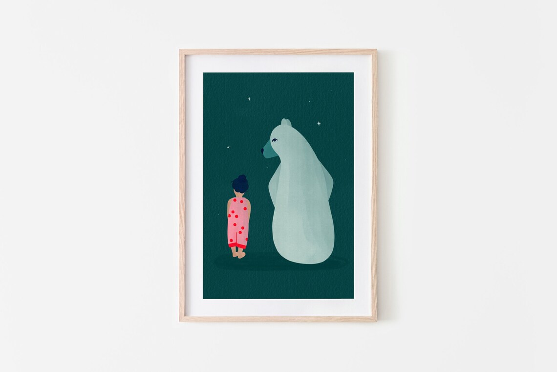 Soley And The Bear Nursery Kids Art Print